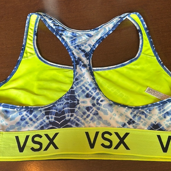 VSX Blue and Yellow Racerback Sports Bra with Neon Accents - Picture 3 of 3